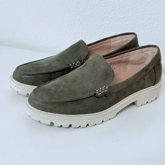 Journee Collection Erika Lug Sole Loafers – Olive Green–Faux Suede Size 8 - Picture 3 of 15